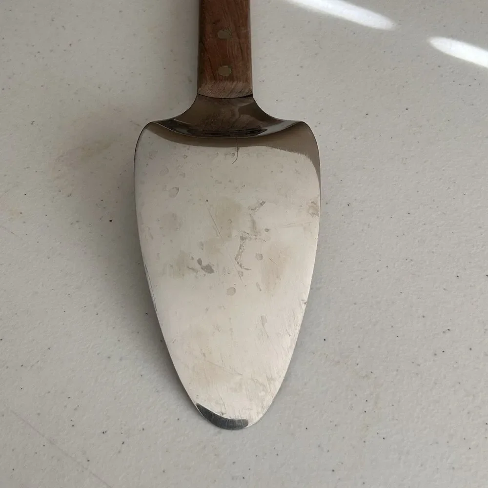 Vintage Dexter S245R Pie Cake Server Spatula Stainless Steel Wood Handle 11